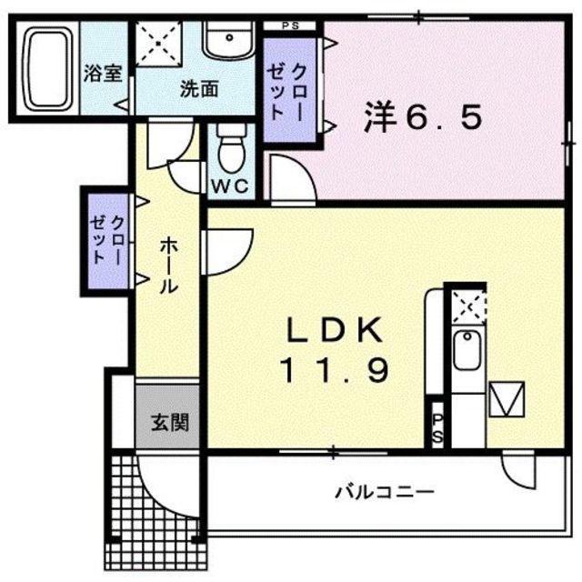 ラ・エスポワールA(1LDK/1階)の間取り写真