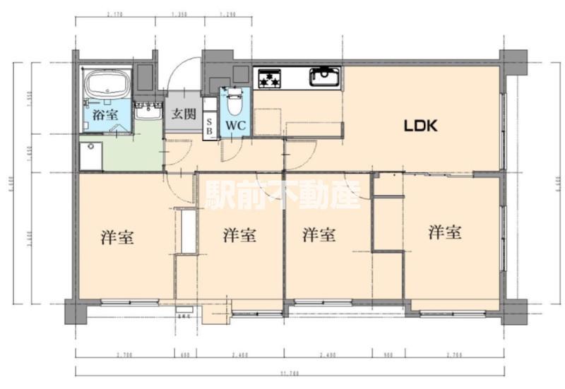 エバーライフ春日(4LDK/4階)の間取り写真