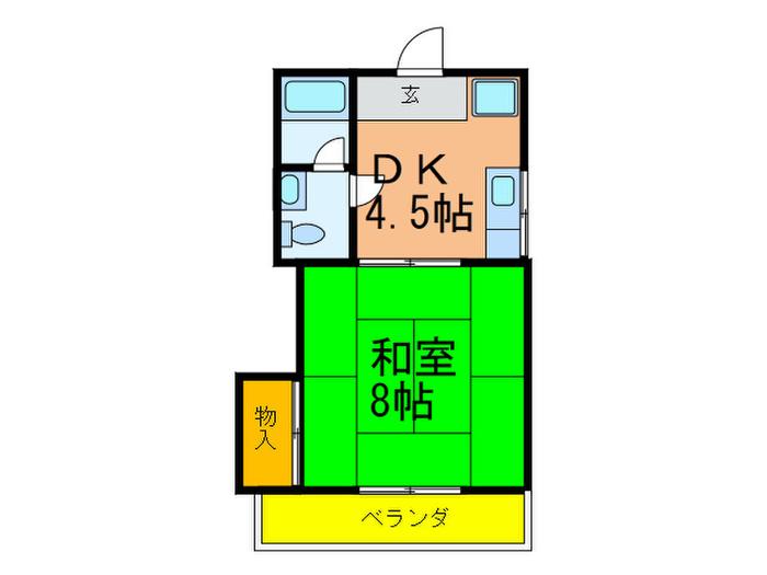 ハイツ山坂(1DK/4階)の間取り写真