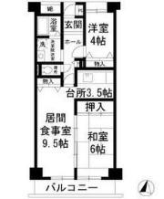 フレール綾瀬1(2LDK/4階)の間取り写真