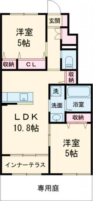 エターナルコート(2LDK/1階)の間取り写真