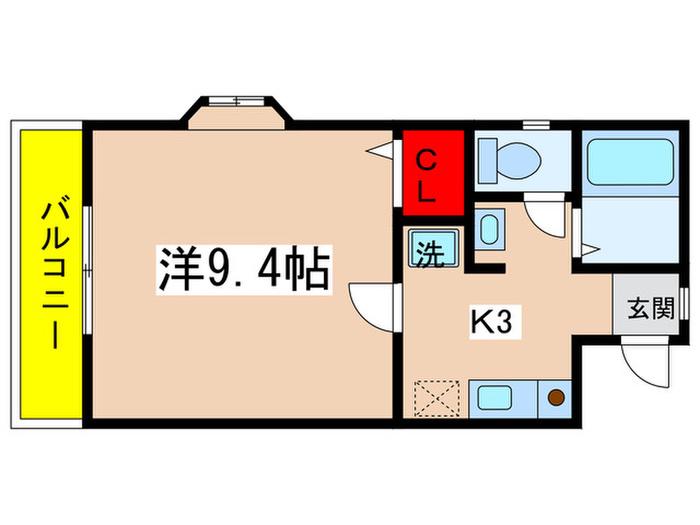フォルテシムラB(1K/2階)の間取り写真
