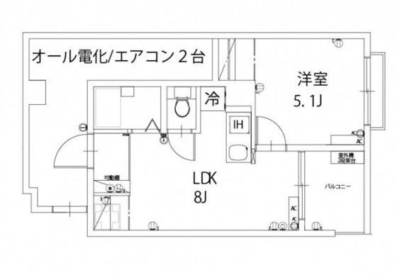 第5アイエスビル(1LDK/3階)の間取り写真