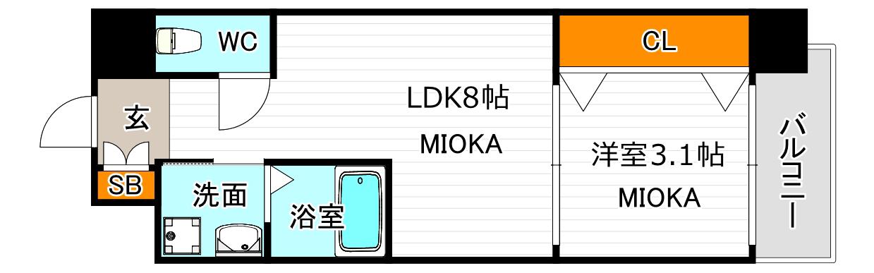 LIVIAZ三明町(1LDK/6階)の間取り写真