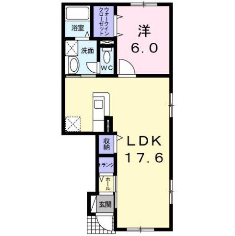 F.L.スプリングメッセ(1LDK/1階)の間取り写真