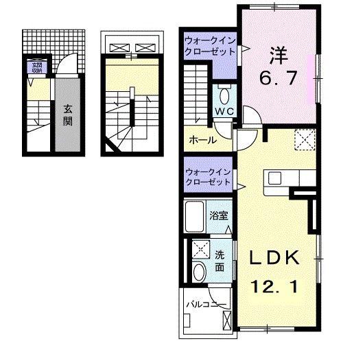 メイプルコート(1LDK/3階)の間取り写真