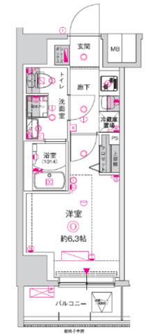 クレスト タップ 川崎港町(1K/8階)の間取り写真