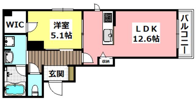 ベッロ 吹田(1LDK/2階)の間取り写真