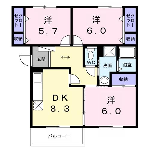 ガーデンヒルズ津田沼(3DK/3階)の間取り写真