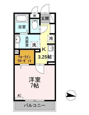 クレール ド ルネ(1K/2階)の間取り写真