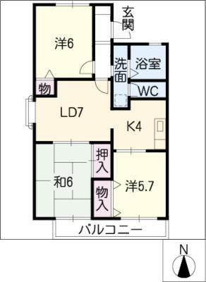 アークガーデン岩崎 E棟(3LDK/1階)の間取り写真