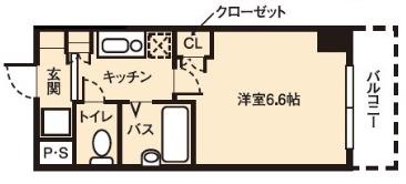 ドミール桜川II(1K/6階)の間取り写真