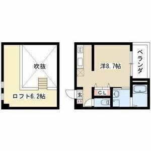 シェリール本陣(ワンルーム/2階)の間取り写真