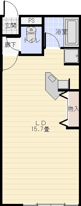 コートラカン(ワンルーム/3階)の間取り写真