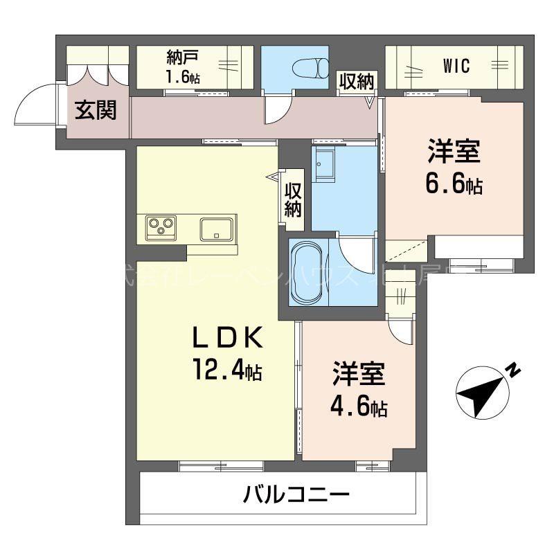 プレベールE棟(2LDK/3階)の間取り写真