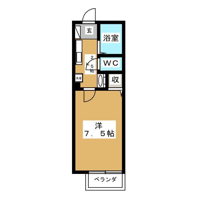 ルシエル国立(1K/1階)の間取り写真