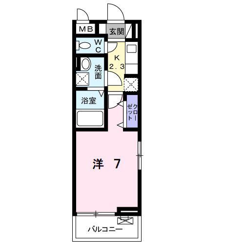 フェリチータ成田(1K/2階)の間取り写真