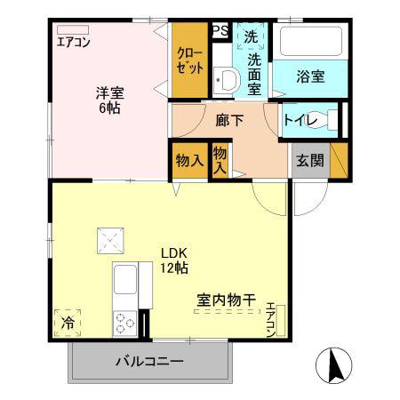 サンライズ(1LDK/1階)の間取り写真