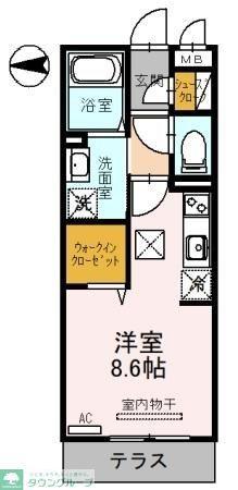 フェルカ(ワンルーム/2階)の間取り写真