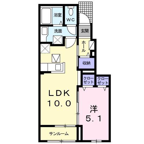 LA AZALEA(1LDK/1階)の間取り写真