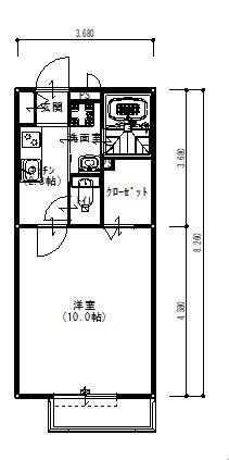 ウエストヴァレーIII(1K/2階)の間取り写真