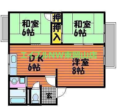 ハイネス平成II(2LDK/2階)の間取り写真