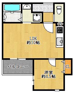 TRES STELLA(1LDK/2階)の間取り写真