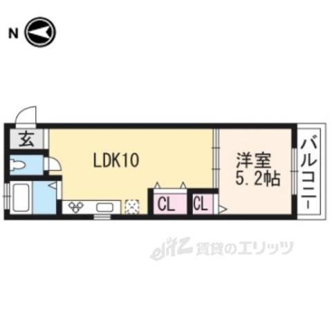 セントラル修学院(1LDK/2階)の間取り写真