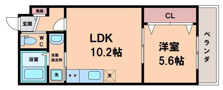 プレジール帝塚山(1LDK/1階)の間取り写真