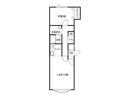 旭川市永山5条17丁目アパート1LDK(1LDK/1階)の間取り写真