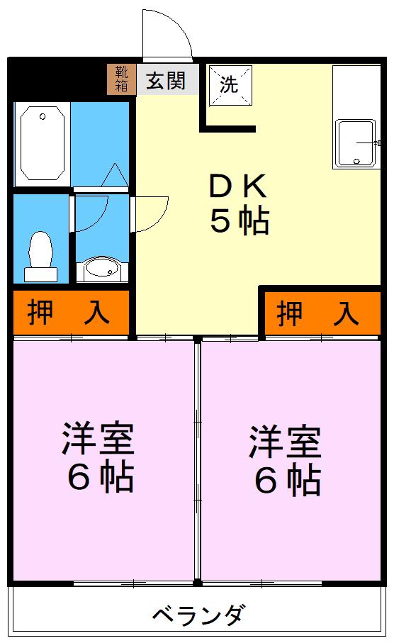 アークアベニュー出水(2DK/1階)の間取り写真
