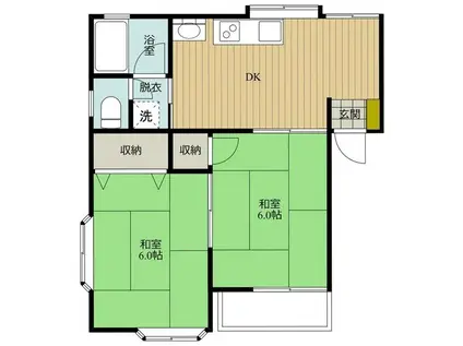 スペースリバーノース(2DK/2階)の間取り写真