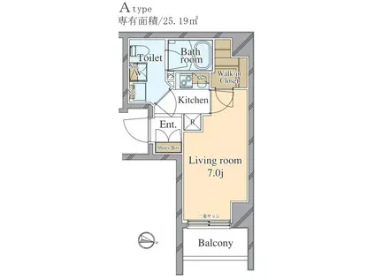 エムズイースト亀戸立花(1K/4階)の間取り写真