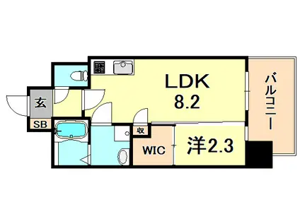 セレニテ三宮プリエ(1LDK/6階)の間取り写真