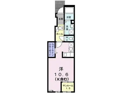 ベル・ヴィオラKVI(ワンルーム/1階)の間取り写真