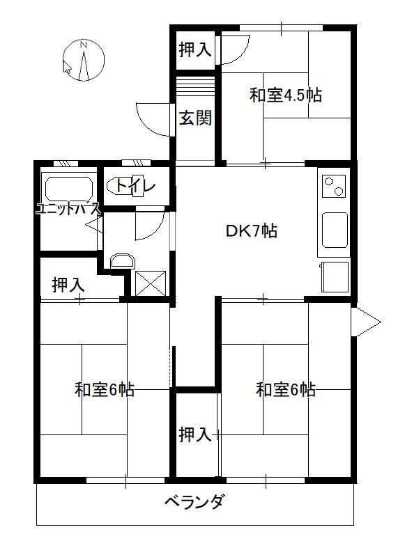 エルホワイト(3DK/2階)の間取り写真