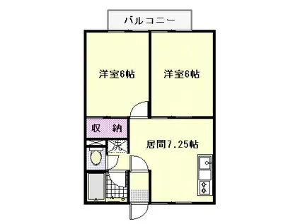 シティハイムF-1(2DK/2階)の間取り写真