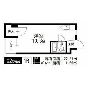東山レジデンス(ワンルーム/2階)の間取り写真