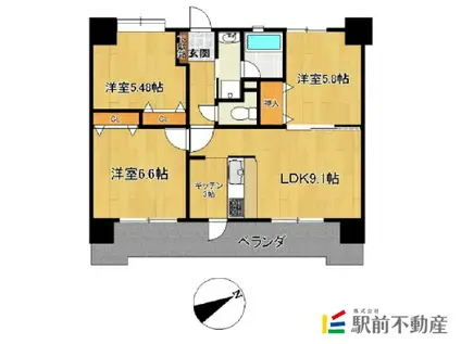 コアマンション玉名(3LDK/6階)の間取り写真