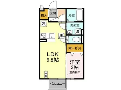 ロイヤルヒルズ A(1LDK/1階)の間取り写真