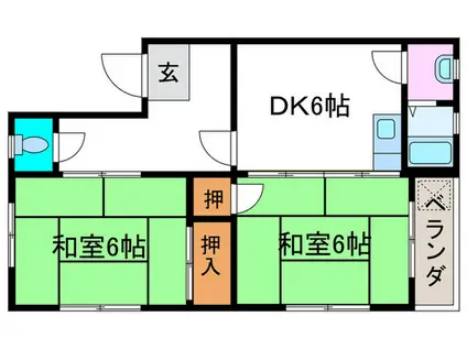 小畑川ハイツ(2DK/4階)の間取り写真