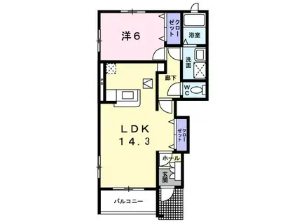 ティアラコート(1LDK/1階)の間取り写真