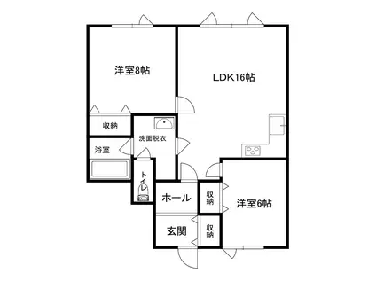 旭川市東鷹栖4条2丁目2LDKアパート2階(2LDK/2階)の間取り写真