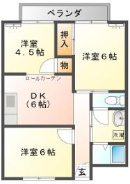 グリーンハイツ北平野(3DK/4階)の間取り写真