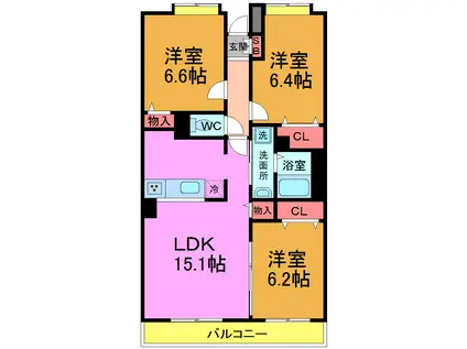 アソシエーション(3LDK/9階)の間取り写真