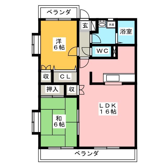 クレッセント江崎(2LDK/3階)の間取り写真