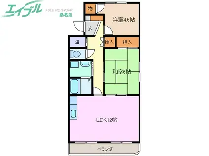 Mグランデ安永(2LDK/4階)の間取り写真