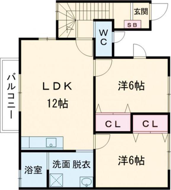 わんだふるコート(2LDK/2階)の間取り写真