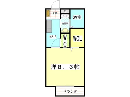 ラ・コリーナ(1K/1階)の間取り写真