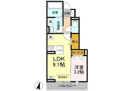 コンフォート E棟(1LDK/1階)の間取り写真